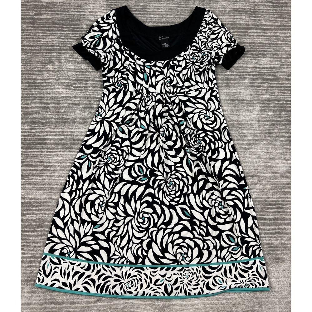New Directions Dress Womens 10 Multicolor Short Sleeve Sheath A-Line Knee Length